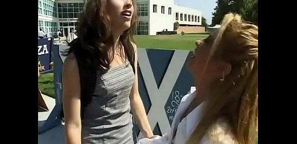  Two guys nail hot brunette school girl after her study session